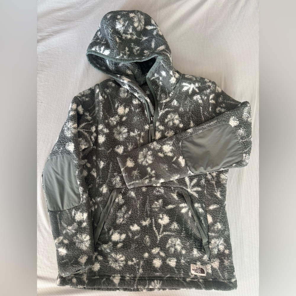 The North Face Greenish/Gray
 and White Fleece Jacket
